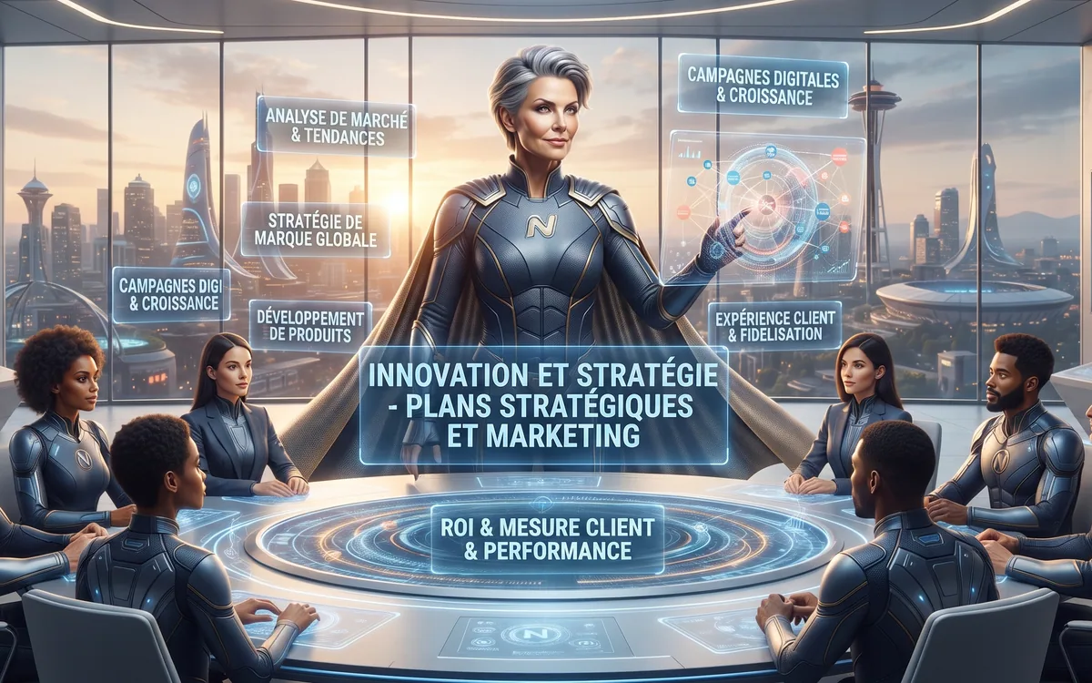 Salle de stratégie : analyse de marché, campagnes numériques et mesure du rendement